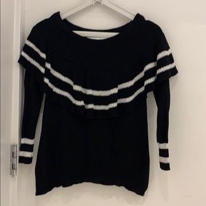 Very J B&W sweater with ruffle detail